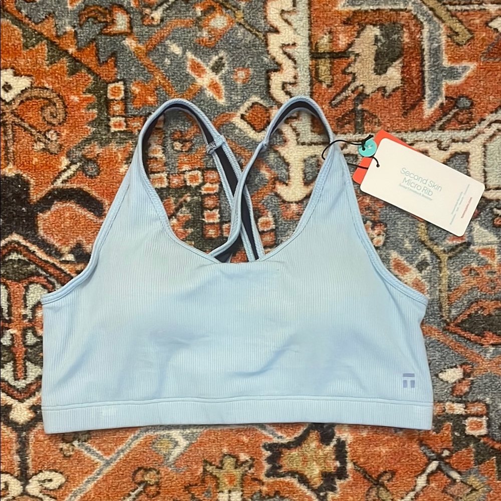 NWT Tommy John Ribbed Crossback Bralette/Bra Blue | Women’s Size M